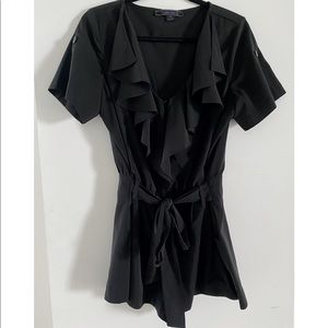 Forever 21 Black Deep Neckline Ruffle Romper Belt